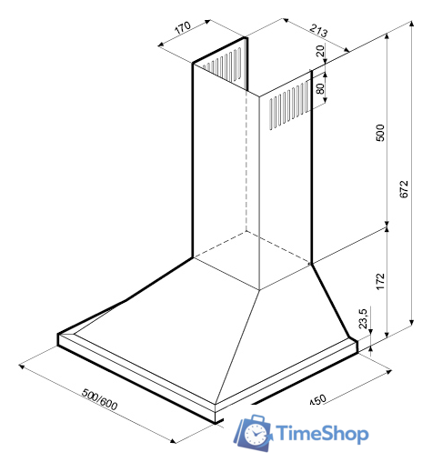 Кухонная вытяжка Krona Bella 500 Inox - Изображение №2 — Интернет-магазин Time-Shop