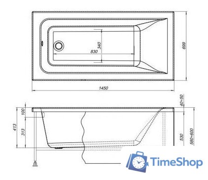 Ванна Aquanet Bright 145x70 - Изображение №5 — Интернет-магазин Time-Shop