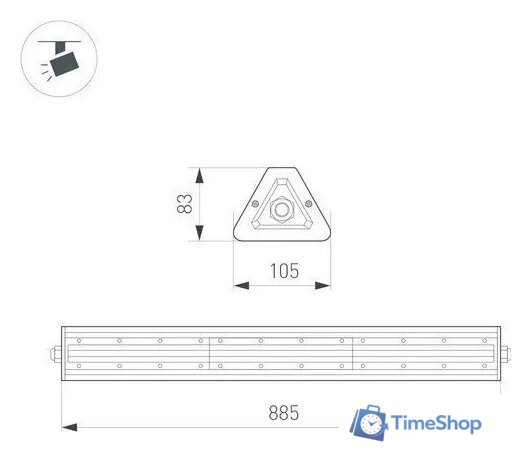 Линейный светильник Arlight SP-LAGERN-L885-150W Day4000 WH 90х110deg 052036 - Изображение №3 — Интернет-магазин Time-Shop