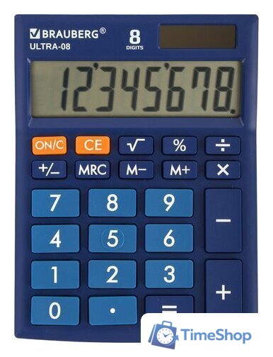Бухгалтерский калькулятор BRAUBERG Ultra-08-BU 250508 (синий) - Изображение №1 — Интернет-магазин Time-Shop