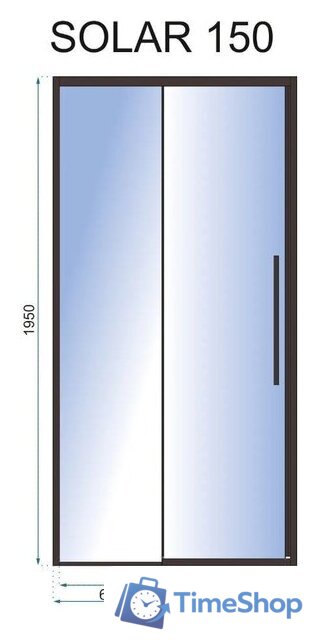 Душевая дверь Rea Solar 150 (черный/прозрачное стекло) - Изображение №3 — Интернет-магазин Time-Shop
