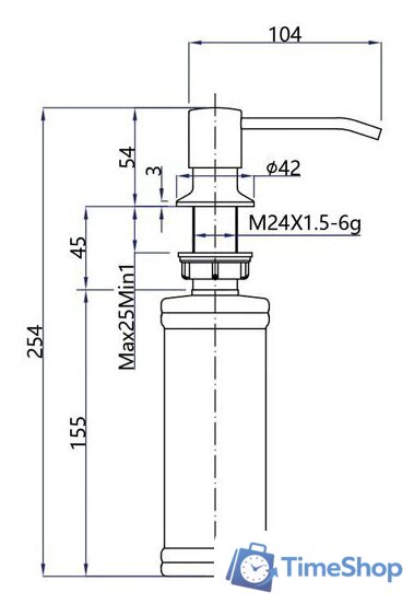 Дозатор для моющего средства GranFest QUARZ GF-Z-5001 (серый) - Изображение №2 — Интернет-магазин Time-Shop