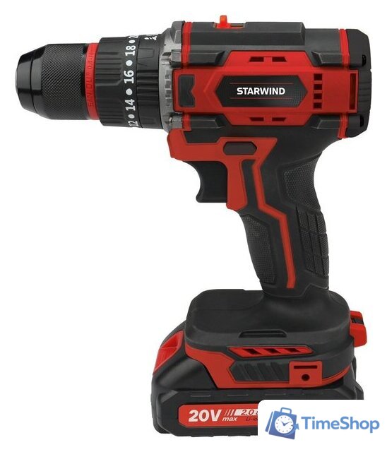 Ударная дрель-шуруповерт StarWind CD20-2.0/2.0HS1 (с 2-мя АКБ, кейс) - Изображение №10 — Интернет-магазин Time-Shop