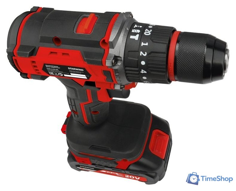 Ударная дрель-шуруповерт StarWind CD20-2.0/2.0HS1 (с 2-мя АКБ, кейс) - Изображение №7 — Интернет-магазин Time-Shop