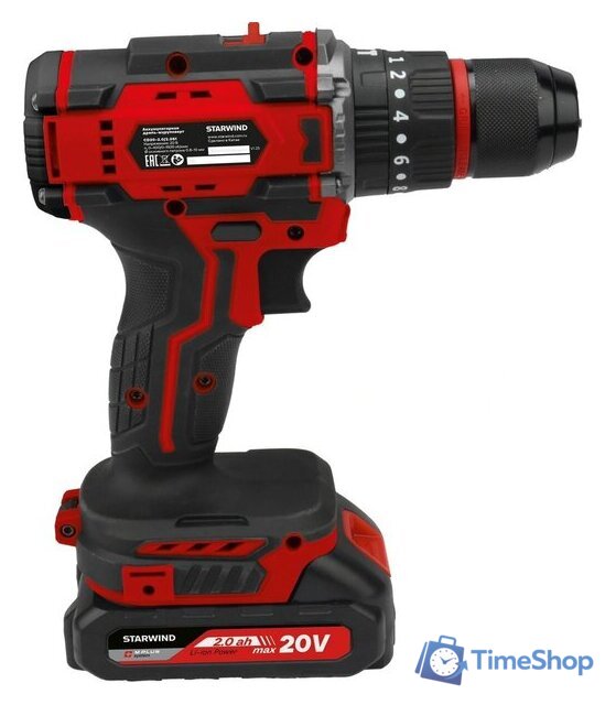 Ударная дрель-шуруповерт StarWind CD20-2.0/2.0HS1 (с 2-мя АКБ, кейс) - Изображение №8 — Интернет-магазин Time-Shop