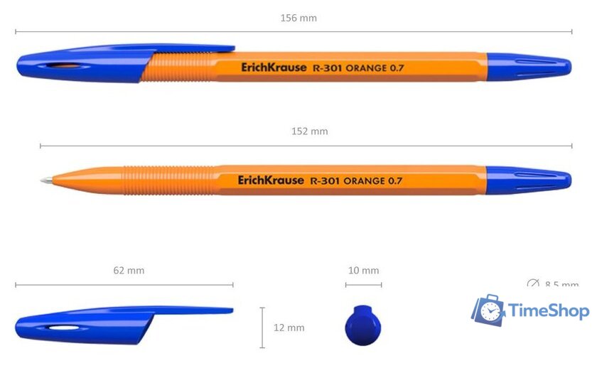 Набор шариковых ручек Erich Krause R-301 Orange Stick синий 22189 (4 шт) - Изображение №4 — Интернет-магазин Time-Shop
