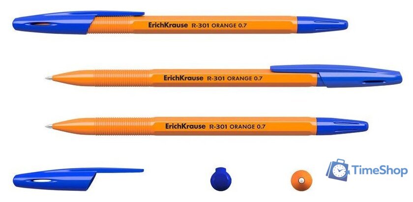 Набор шариковых ручек Erich Krause R-301 Orange Stick синий 22189 (4 шт) - Изображение №2 — Интернет-магазин Time-Shop