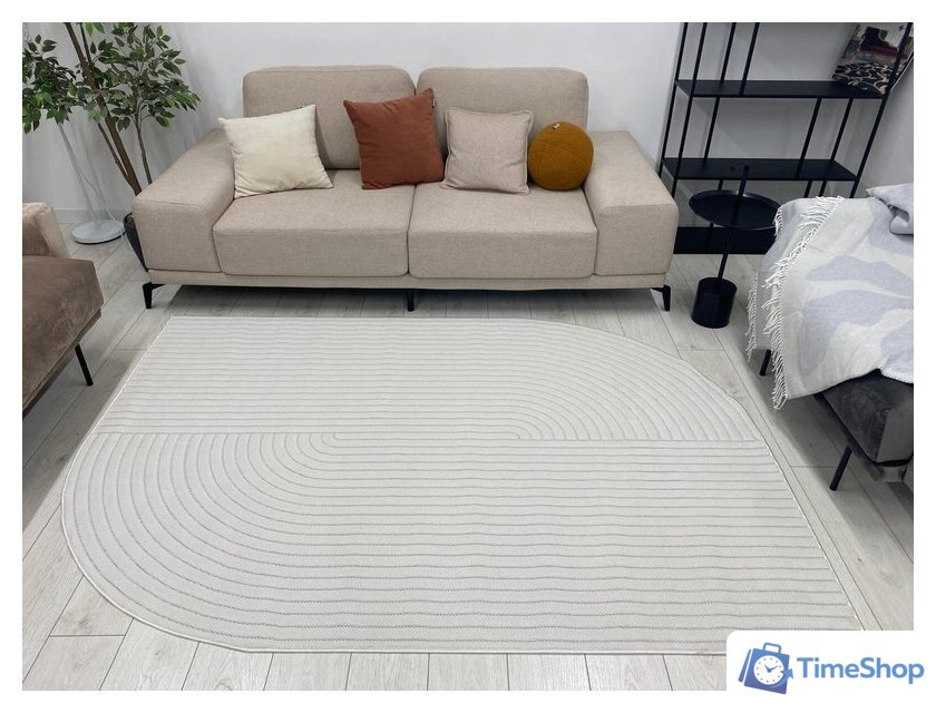 Ковер для жилой комнаты Radjab Carpet Сканди Сизаль Прямоугольник 10980A 13055RK (1.6x2.3, Cream/Cream) - Изображение №3 — Интернет-магазин Time-Shop