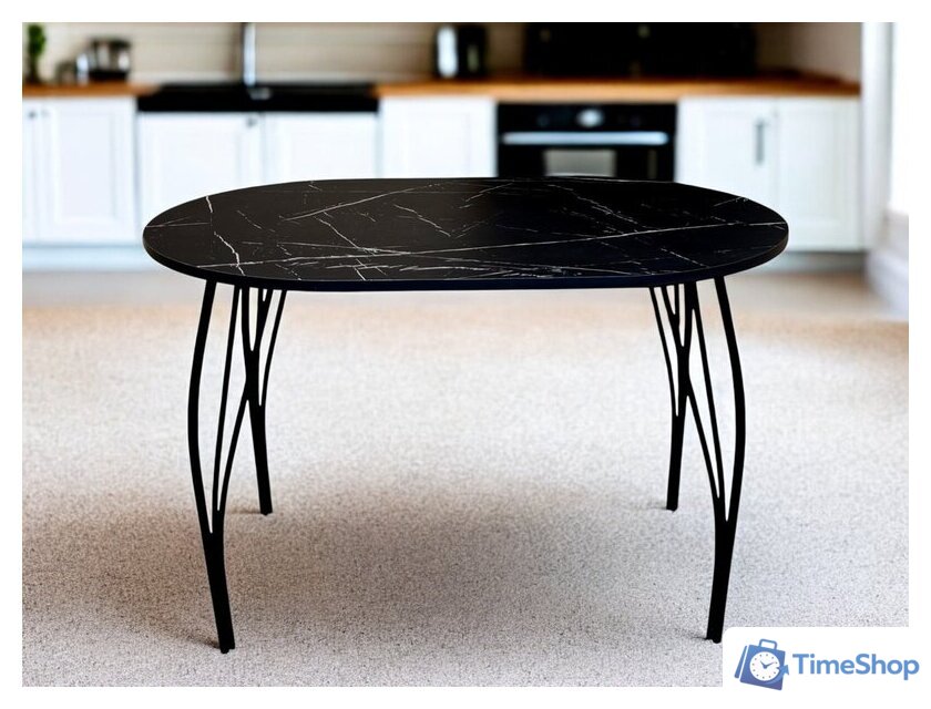 Кухонный стол Arvento Флок 2 овал 110х70 (мрамор неро маркина) - Изображение №3 — Интернет-магазин Time-Shop