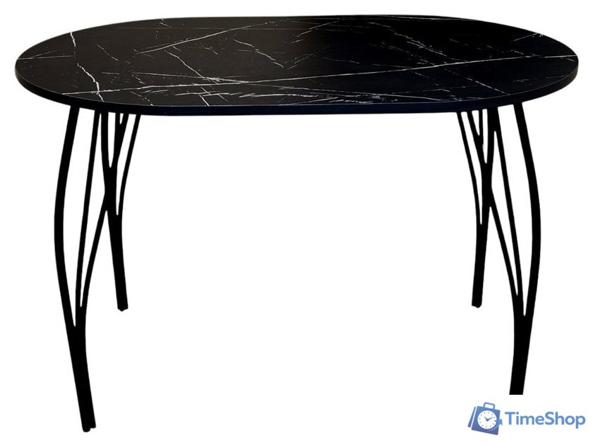 Кухонный стол Arvento Флок 2 овал 110х70 (мрамор неро маркина) - Изображение №2 — Интернет-магазин Time-Shop