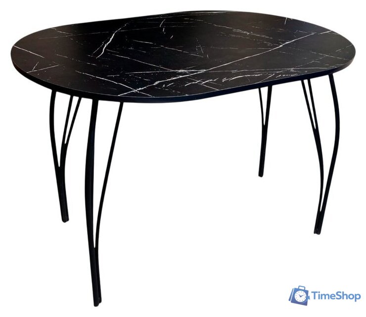 Кухонный стол Arvento Флок 2 овал 110х70 (мрамор неро маркина) - Изображение №1 — Интернет-магазин Time-Shop