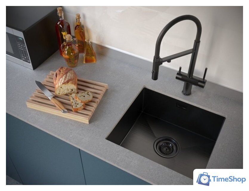 Кухонная мойка Paulmark Aller 48 Uni PM804844-GM (черный/вороненая сталь) - Изображение №3 — Интернет-магазин Time-Shop