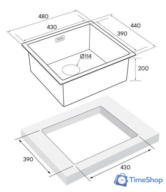 Кухонная мойка Paulmark Aller 48 Uni PM804844-GM (черный/вороненая сталь) - Изображение №4 — Интернет-магазин Time-Shop