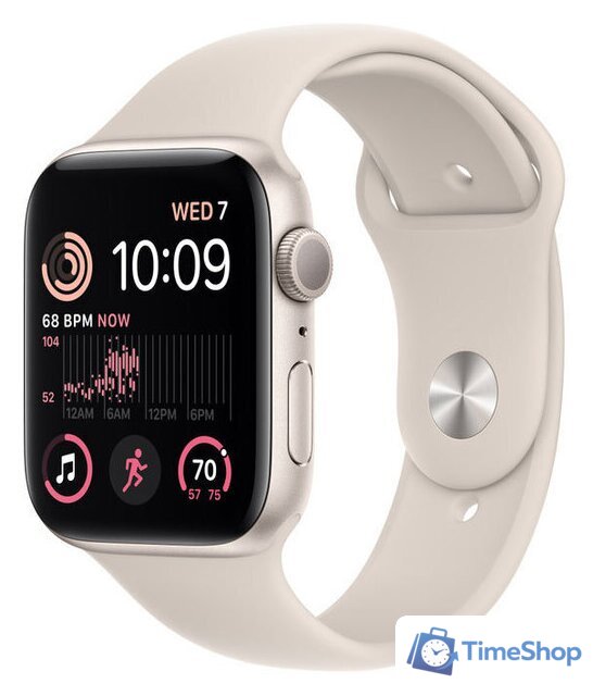 Умные часы Apple Watch SE 2 44 мм (алюминиевый корпус, звездный свет/звездный свет, спортивный силиконовый ремешок S/M) - Изображение №1 — Интернет-магазин Time-Shop