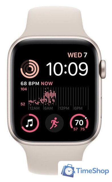Умные часы Apple Watch SE 2 44 мм (алюминиевый корпус, звездный свет/звездный свет, спортивный силиконовый ремешок S/M) - Изображение №2 — Интернет-магазин Time-Shop