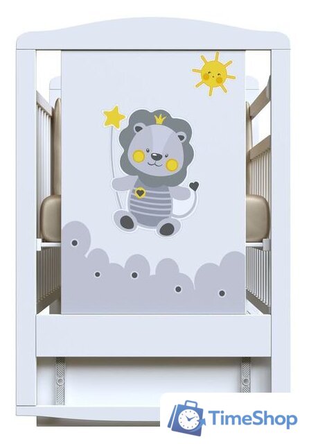 Классическая детская кроватка VDK Happy Lion маятник и ящик (белый) - Изображение №2 — Интернет-магазин Time-Shop