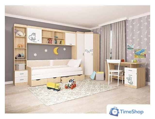 Полка Аквилон Кот №7.1 (туя светлая/белый) - Изображение №2 — Интернет-магазин Time-Shop