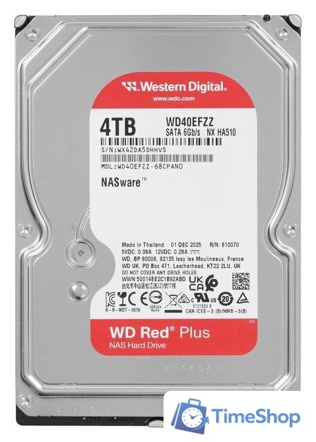 Жесткий диск WD Red Plus 4TB WD40EFZZ - Изображение №1 — Интернет-магазин Time-Shop