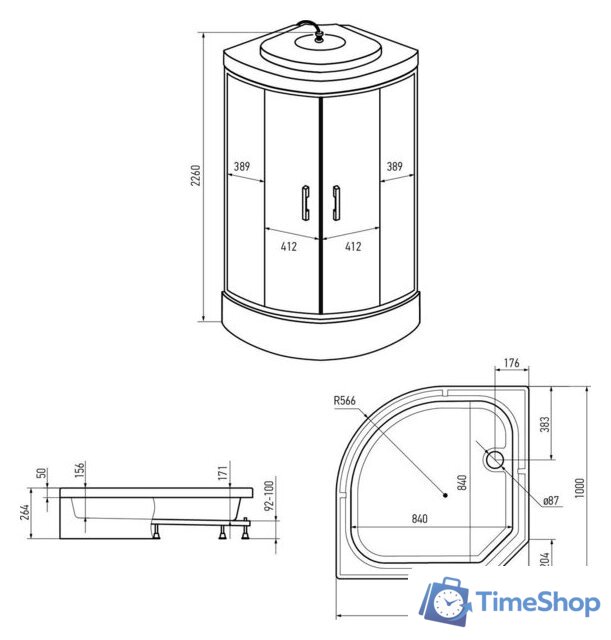 Душевая кабина Erlit ER351026-C3-RUS 100x100 - Изображение №2 — Интернет-магазин Time-Shop