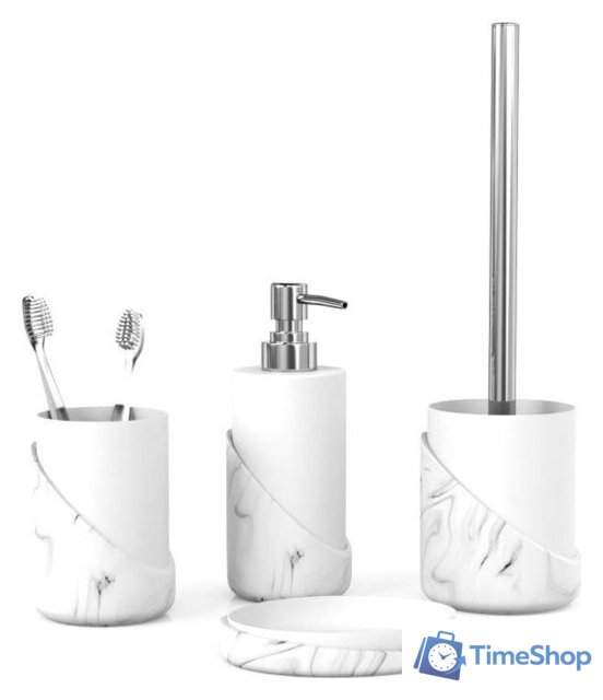 Аксессуары для ванной и туалета FORA Marble Light (4 предмета) - Изображение №1 — Интернет-магазин Time-Shop