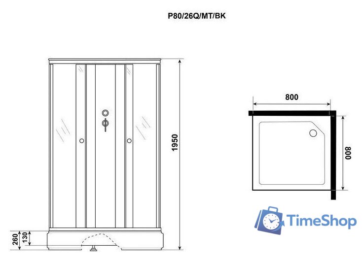 Душевая кабина Niagara Promo P80/26Q/MT/BK 80x80x195 - Изображение №5 — Интернет-магазин Time-Shop