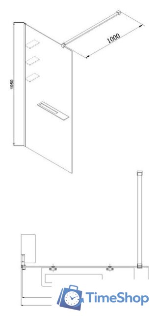 Душевая стенка Adema Риббер 120 Walk-In (черный) - Изображение №6 — Интернет-магазин Time-Shop
