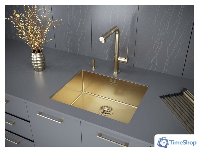 Кухонная мойка Paulmark Next 54 Uni PM215444-BG (золото/брашированное золото) - Изображение №5 — Интернет-магазин Time-Shop