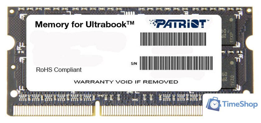 Оперативная память Patriot Memory for Ultrabook 4GB DDR3 SO-DIMM PC3-12800 (PSD34G1600L81S) - Изображение №1 — Интернет-магазин Time-Shop