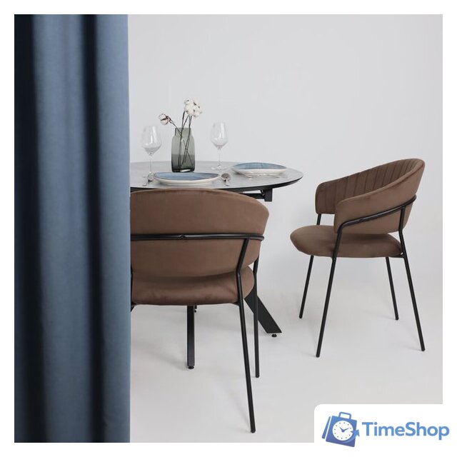 Стул с подлокотниками Алвест AV 433 (шоколадный бархат Confetti chocolate/черный) - Изображение №3 — Интернет-магазин Time-Shop