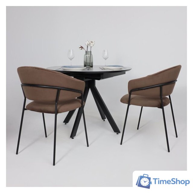 Стул с подлокотниками Алвест AV 433 (шоколадный бархат Confetti chocolate/черный) - Изображение №4 — Интернет-магазин Time-Shop