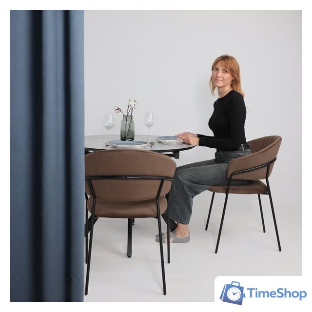 Стул с подлокотниками Алвест AV 433 (шоколадный бархат Confetti chocolate/черный) - Изображение №2 — Интернет-магазин Time-Shop