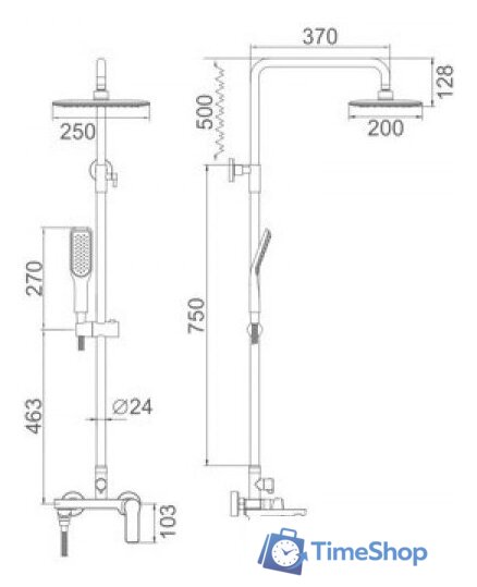Душевая система  Ledeme L2414 - Изображение №2 — Интернет-магазин Time-Shop