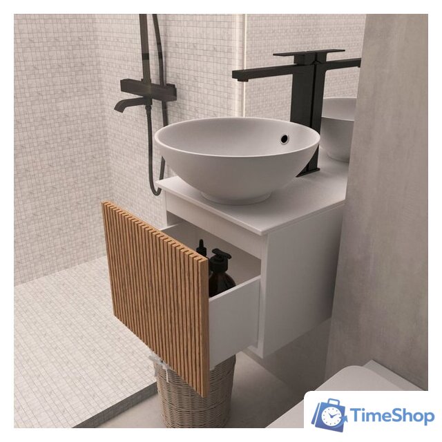  ЗОВ Тумба под умывальник Кито 40 K40LW0MRMC-LDSPWС0 (белый/тростник) - Изображение №6 — Интернет-магазин Time-Shop