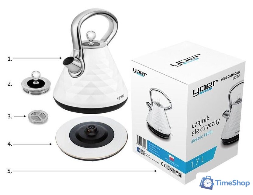 Электрический чайник Yoer Diamond EK01W - Изображение №5 — Интернет-магазин Time-Shop