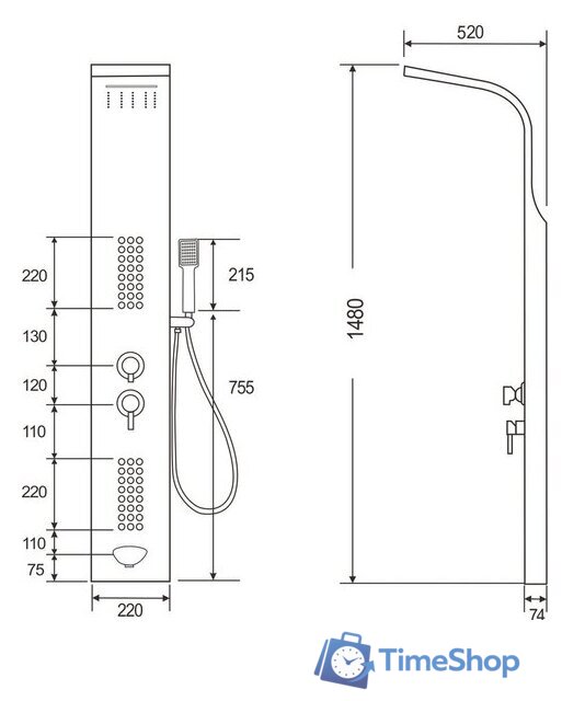 Душевая панель Cerutti Celia B CT10401 - Изображение №5 — Интернет-магазин Time-Shop
