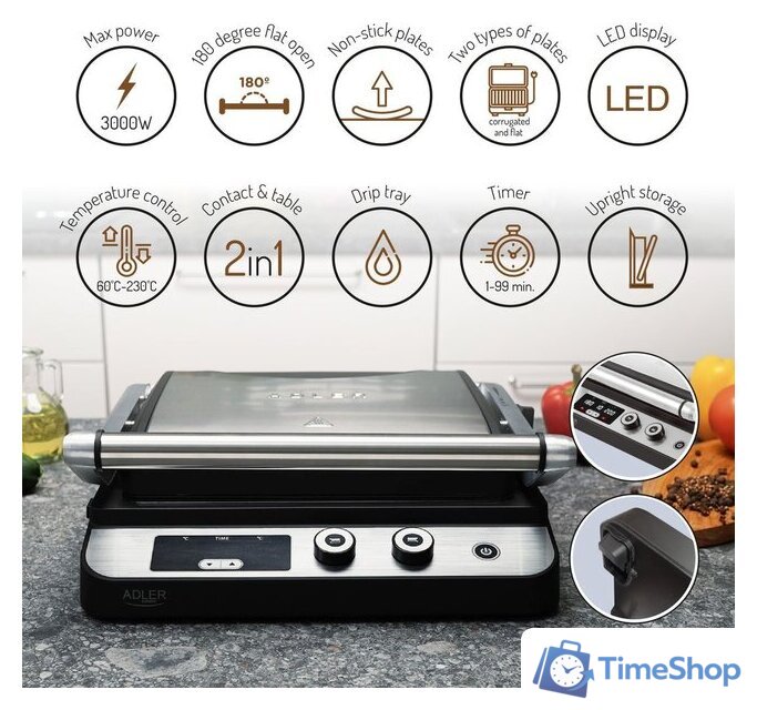 Электрогриль Adler AD 3059 - Изображение №22 — Интернет-магазин Time-Shop
