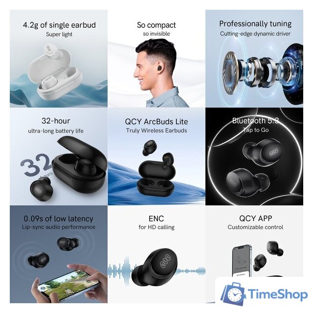 Наушники QCY ArcBuds Lite (черный) - Изображение №8 — Интернет-магазин Time-Shop
