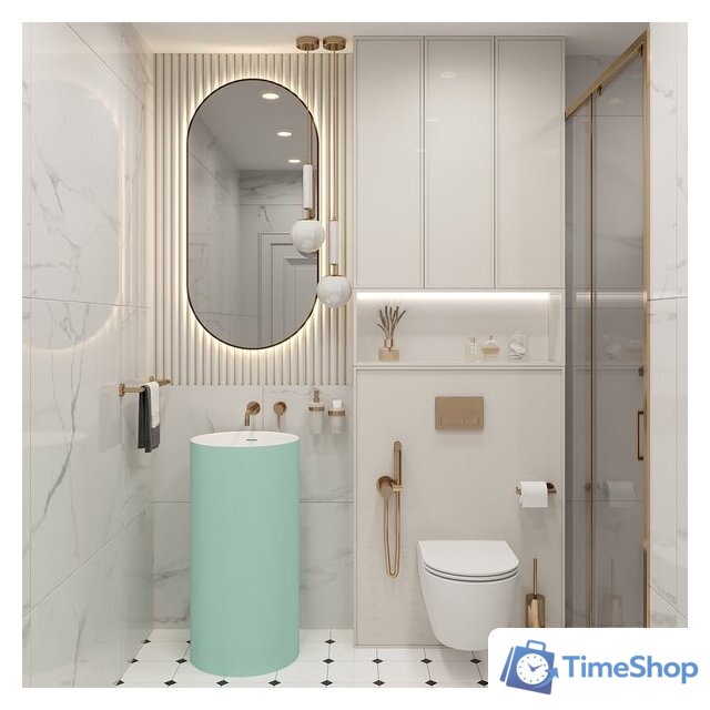 Умывальник Wellsee Chalice Perfection 230620000 (отдельностоящий, без отверстия под смеситель, цвет матовый светло-зеленый/глянцевый белый) - Изображение №7 — Интернет-магазин Time-Shop