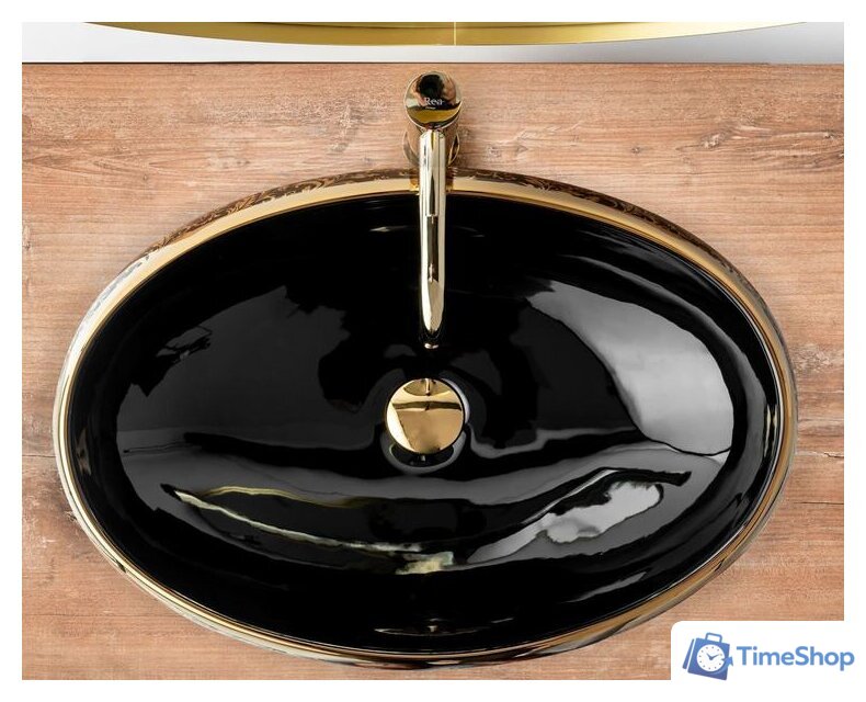 Умывальник Rea Meryl (черный/золотой) - Изображение №3 — Интернет-магазин Time-Shop