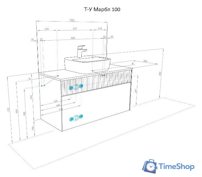  Акватон Тумба под умывальник Марбл Слэйт 100 1A276301MH4C0 - Изображение №9 — Интернет-магазин Time-Shop