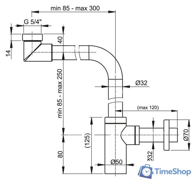 Сифон Alcaplast A403 - Изображение №2 — Интернет-магазин Time-Shop