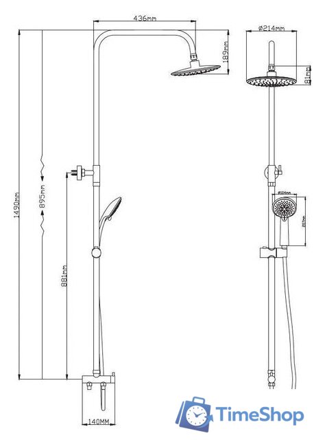 Душевая система  Diadonna Д65-35001 - Изображение №2 — Интернет-магазин Time-Shop