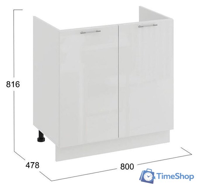 Шкаф напольный Трия Весна 1Н8М (белый/белый глянец) - Изображение №3 — Интернет-магазин Time-Shop