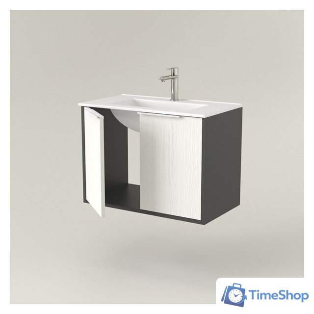  Дабер Тумба под умывальник 018 70 Т18.7.0.20Б (белый древесный/серый/ручка белая) - Изображение №2 — Интернет-магазин Time-Shop