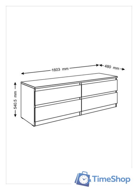 Тумба Mio Tesoro Мальта 4 ящика 160x54 2.05.02.030.1 (белый) - Изображение №5 — Интернет-магазин Time-Shop