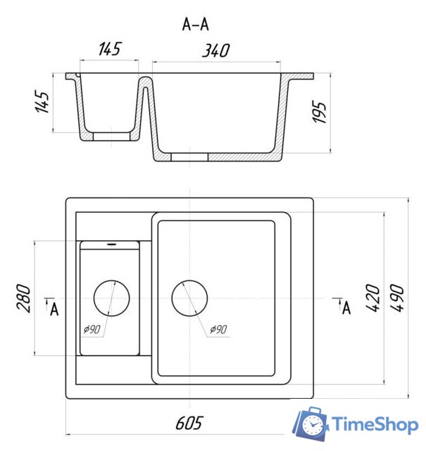 Кухонная мойка Gerhans C01 (графит) - Изображение №2 — Интернет-магазин Time-Shop