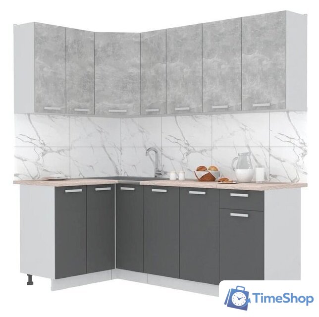 Готовая кухня Интерлиния Мила Лайт 1.2x2.1 (бетон-антрацит-травертин) - Изображение №1 — Интернет-магазин Time-Shop