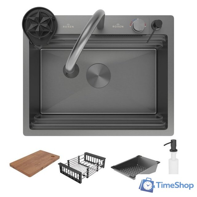 Кухонная мойка Roxen Stage Plus 560250-60B многофункциональная 8 в 1 (60*48/графит) - Изображение №3 — Интернет-магазин Time-Shop