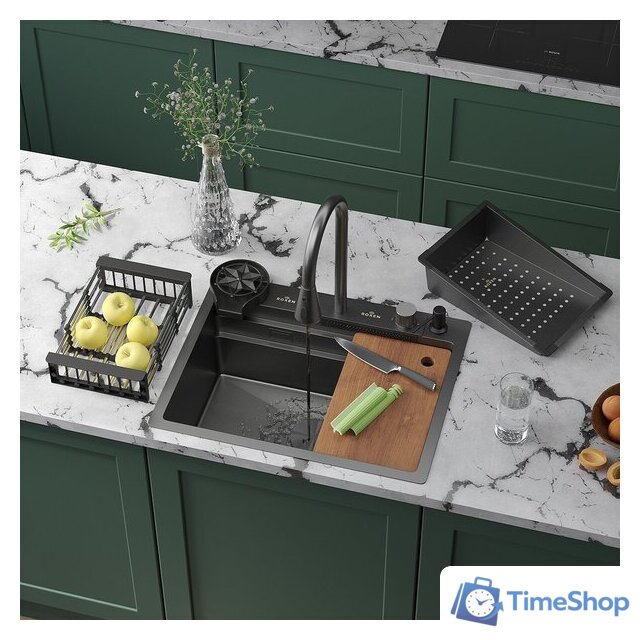 Кухонная мойка Roxen Stage Plus 560250-60B многофункциональная 8 в 1 (60*48/графит) - Изображение №2 — Интернет-магазин Time-Shop