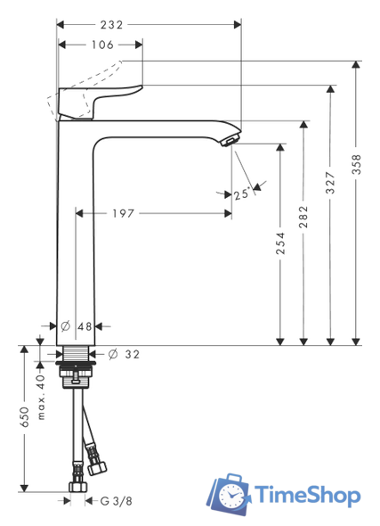 Смеситель Hansgrohe Metris 31184000 - Изображение №2 — Интернет-магазин Time-Shop
